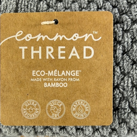 2 PC Common Thread Eco Melange BAMBOO Bath Towels Gray Oversized Zero Twist NEW - Picture 3 of 7